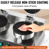 VEVOR Commercial Waffle Maker, Dual-Head Round Waffle Baker Machine, 2460W Non-Stick Stainless Steel Belgian Waffle Iron with Temp and Time Control, Handle, for Restaurant Bakery Snack Bar Family