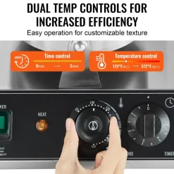 VEVOR Commercial Waffle Maker, Dual-Head Round Waffle Baker Machine, 2460W Non-Stick Stainless Steel Belgian Waffle Iron with Temp and Time Control, Handle, for Restaurant Bakery Snack Bar Family