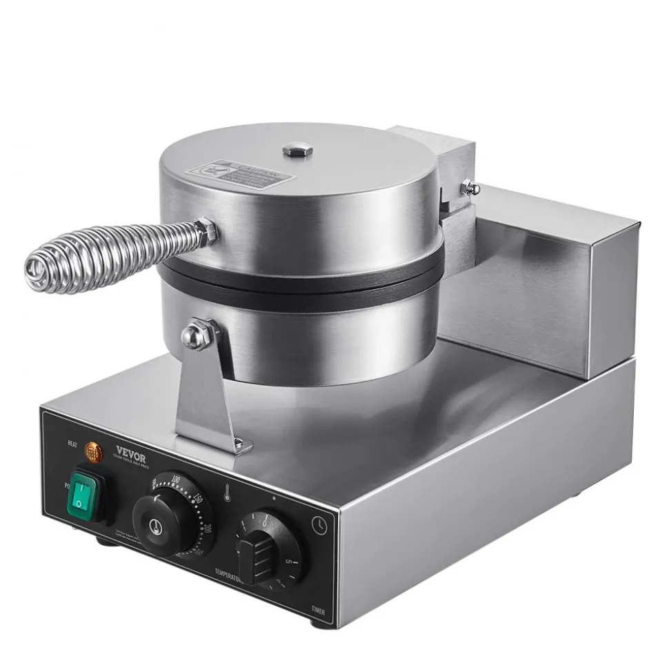 VEVOR Commercial Waffle Maker, 10PCS Rectangle Waffle Baker Machine, 1550W Non-Stick Stainless Steel Belgian Waffle Iron with Temp and Time Control, Handle, for Restaurant Bakery Snack Bar Family