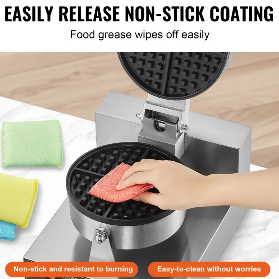 VEVOR Commercial Waffle Maker, 10PCS Rectangle Waffle Baker Machine, 1550W Non-Stick Stainless Steel Belgian Waffle Iron with Temp and Time Control, Handle, for Restaurant Bakery Snack Bar Family