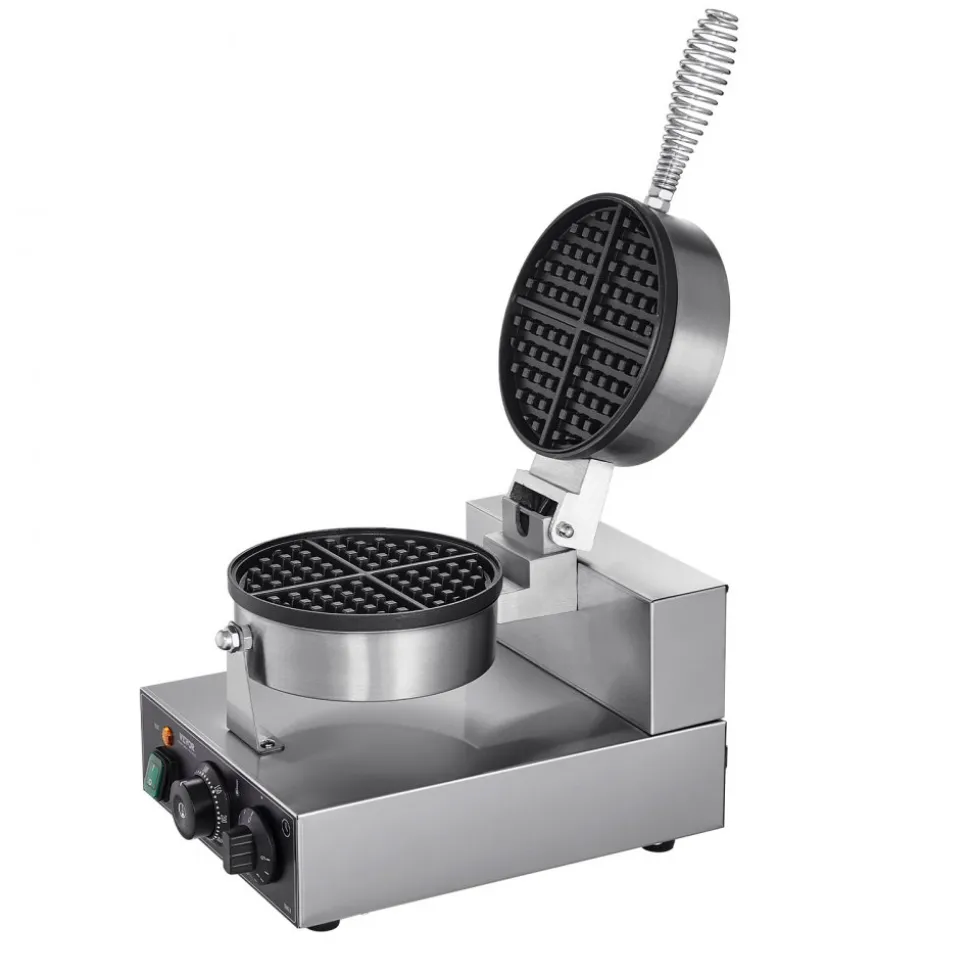 VEVOR Commercial Waffle Maker, 10PCS Rectangle Waffle Baker Machine, 1550W Non-Stick Stainless Steel Belgian Waffle Iron with Temp and Time Control, Handle, for Restaurant Bakery Snack Bar Family