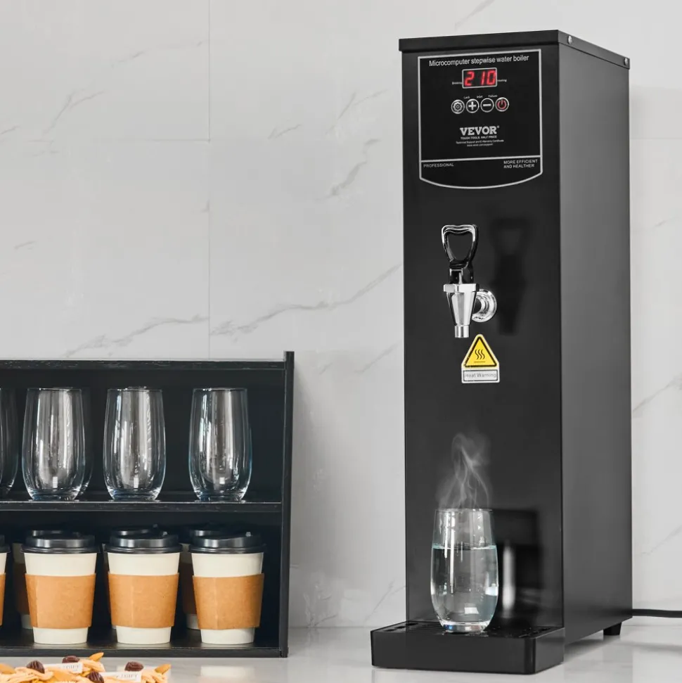 VEVOR Commercial Water Boiler, Electric Hot Water Dispenser with 316 Stainless Steel Heating Tube, 1500W Step-by-step Fast Heating 50L per Hour Hot Water Boiler, for Coffee Tea Restaurant Office
