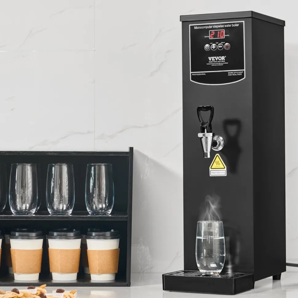 VEVOR Commercial Water Boiler, Electric Hot Water Dispenser with 316 Stainless Steel Heating Tube, 1500W Step-by-step Fast Heating 50L per Hour Hot Water Boiler, for Coffee Tea Restaurant Office