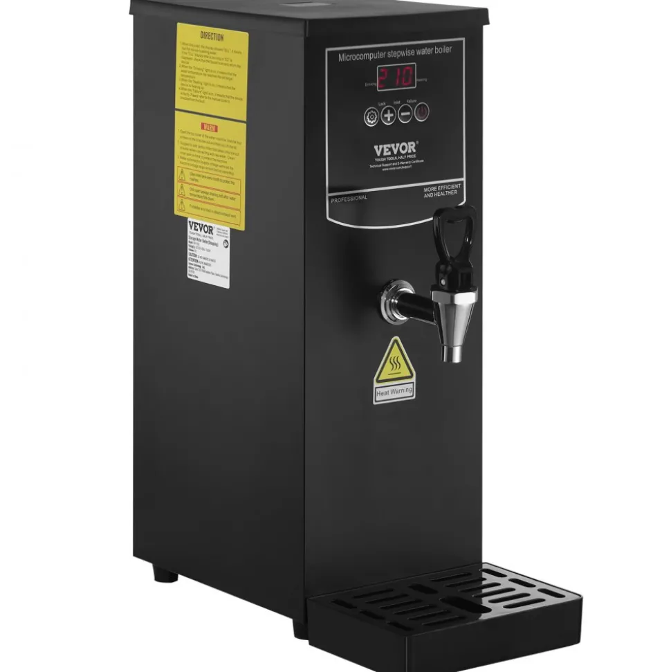 VEVOR Commercial Water Boiler, Electric Hot Water Dispenser with 316 Stainless Steel Heating Tube, 1500W Step-by-step Fast Heating 50L per Hour Hot Water Boiler, for Coffee Tea Restaurant Office