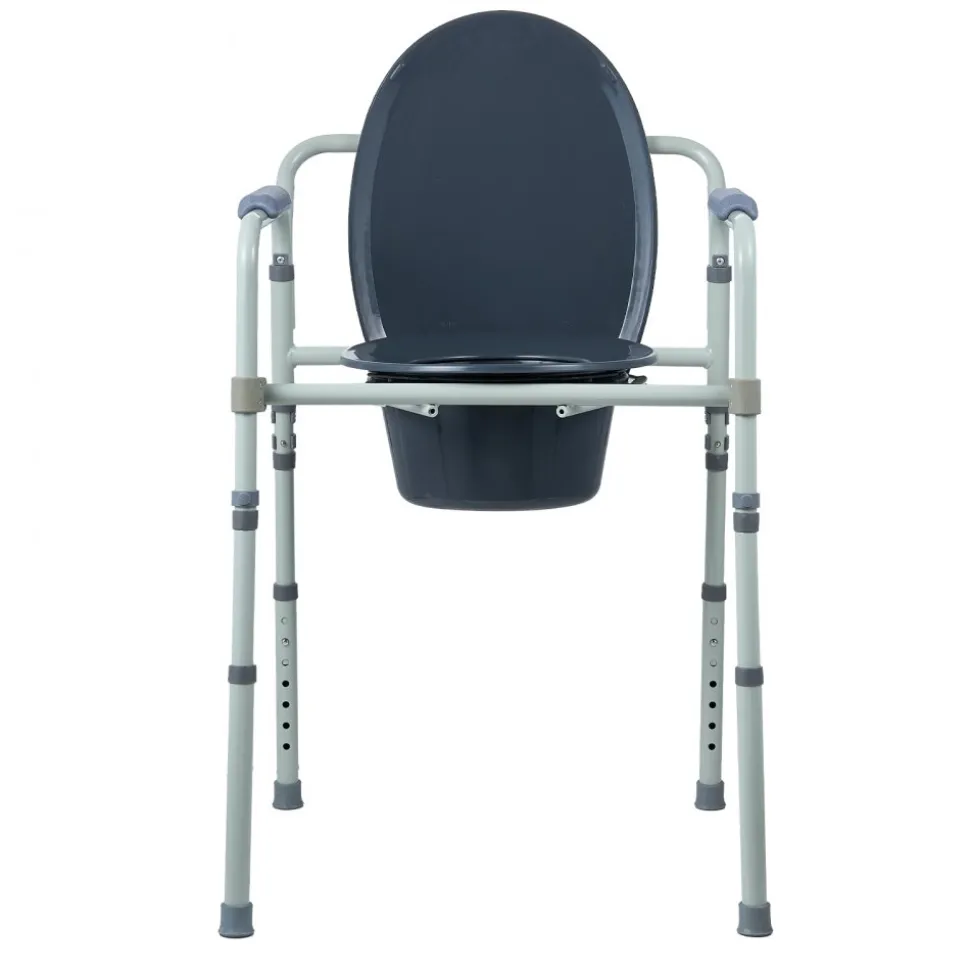 VEVOR Commode Chair, Bedside Commode with Wider Toilet Seat, 7-Level Adjustable Height, 5.8L Removable Bucket, Easy to Assemble, 350 LBS Capacity, Raised Toilet Seat for Adults Seniors