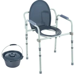 VEVOR Commode Chair, Bedside Commode with Wider Toilet Seat, 7-Level Adjustable Height, 5.8L Removable Bucket, Easy to Assemble, 350 LBS Capacity, Raised Toilet Seat for Adults Seniors