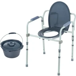 VEVOR Commode Chair, Bedside Commode with Wider Toilet Seat, 7-Level Adjustable Height, 5.8L Removable Bucket, Easy to Assemble, 350 LBS Capacity, Raised Toilet Seat for Adults Seniors