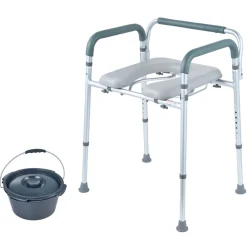 VEVOR Commode Chair, Bedside Commode with Padded Seat and Arms, 7-Level Adjustable Height, 5.8L Removable Bucket, Easy to Assemble, 350 LBS Capacity, Raised Toilet Seat for Adults Seniors