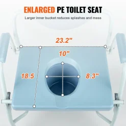 VEVOR Commode Chair, Bedside Commode with Drop-Down Arms and Detachable Backrest, 5-Level Adjustable Height, 7L Removable Bucket, Easy to Assemble, 1000LBS Capacity, Portable Toilet for Adults Seniors