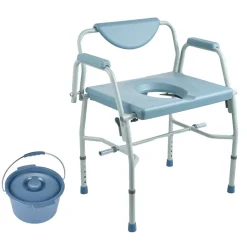 VEVOR Commode Chair, Bedside Commode with Drop-Down Arms and Detachable Backrest, 5-Level Adjustable Height, 7L Removable Bucket, Easy to Assemble, 1000LBS Capacity, Portable Toilet for Adults Seniors