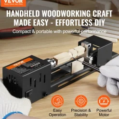 VEVOR Compact Lathe Machine, Dimensions 2.76 x 6.3 inches, 24VDC 96W, Includes Milling Machine Accessories, Features 7 Adjustable Speeds Ranging from 4220 to 8450 RPM, Ideal for DIY Woodworking and