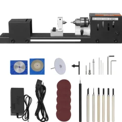 VEVOR Compact Lathe Machine, Dimensions 2.76 x 6.3 inches, 24VDC 96W, Includes Milling Machine Accessories, Features 7 Adjustable Speeds Ranging from 4220 to 8450 RPM, Ideal for DIY Woodworking and