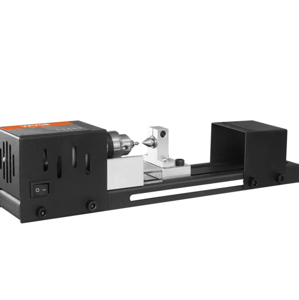 VEVOR Compact Lathe Machine, Dimensions 2.76 x 6.3 inches, 24VDC 96W, Includes Milling Machine Accessories, Features 7 Adjustable Speeds Ranging from 4220 to 8450 RPM, Ideal for DIY Woodworking and