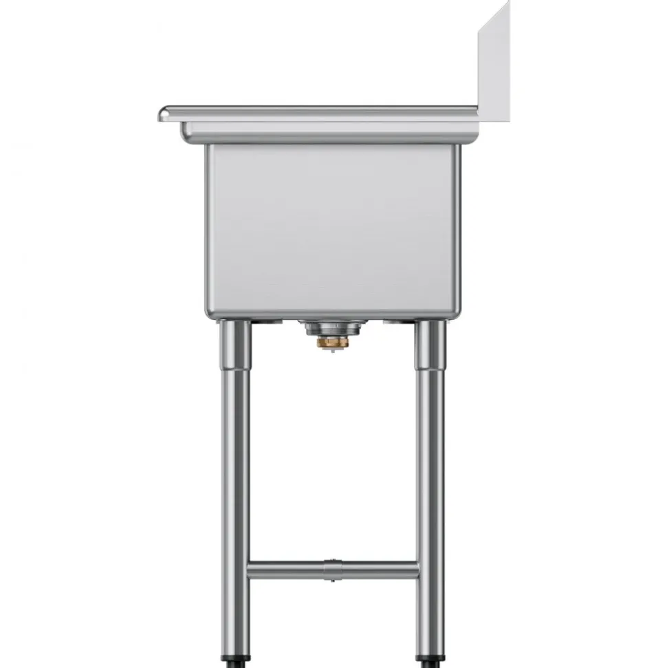 VEVOR 3 Compartment Sink, 18-Gauge 304 Stainless Steel, 14" x 16" x 11" Bowl Size, 3 Bay Commercial Kitchen Prep & Utility Sink with 2 Drainboards and Backsplash for Restaurant, Food Truck & Home Use