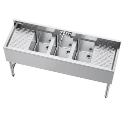VEVOR 3 Compartment Sink, 18-Gauge 304 Stainless Steel, 10