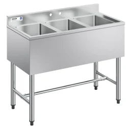VEVOR 3 Compartment Sink, 18-Gauge 304 Stainless Steel, 10