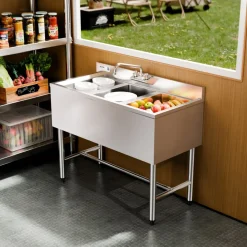 VEVOR 3 Compartment Sink, 18-Gauge 304 Stainless Steel, 10