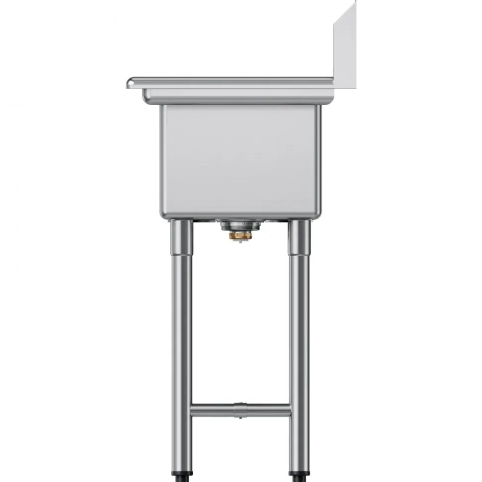 VEVOR 3 Compartment Sink, 18-Gauge 304 Stainless Steel, 10" x 14" x 10" Bowl Size, 3 Bay Commercial Kitchen Prep & Utility Sink with 2 Drainboards and Backsplash for Restaurant, Food Truck & Home Use