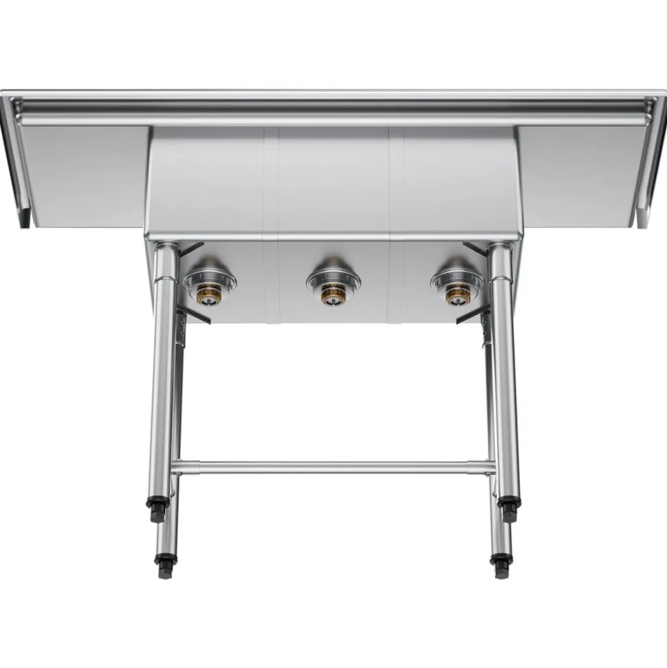 VEVOR 3 Compartment Sink, 18-Gauge 304 Stainless Steel, 10" x 14" x 10" Bowl Size, 3 Bay Commercial Kitchen Prep & Utility Sink with 2 Drainboards and Backsplash for Restaurant, Food Truck & Home Use