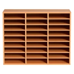 VEVOR 27 Compartments Wood Literature Organizer, Adjustable Shelves, Medium Density Fiberboard Mail Center, Office Home School Storage for Files, Documents, Papers, Magazines, White
