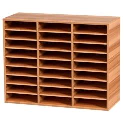 VEVOR 27 Compartments Wood Literature Organizer, Adjustable Shelves, Medium Density Fiberboard Mail Center, Office Home School Storage for Files, Documents, Papers, Magazines, White