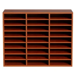 VEVOR 27 Compartments Wood Literature Organizer, Adjustable Shelves, Medium Density Fiberboard Mail Center, Office Home School Storage for Files, Documents, Papers, Magazines, Brown
