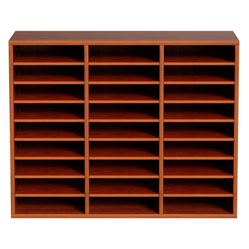 VEVOR 27 Compartments Wood Literature Organizer, Adjustable Shelves, Medium Density Fiberboard Mail Center, Office Home School Storage for Files, Documents, Papers, Magazines, Brown