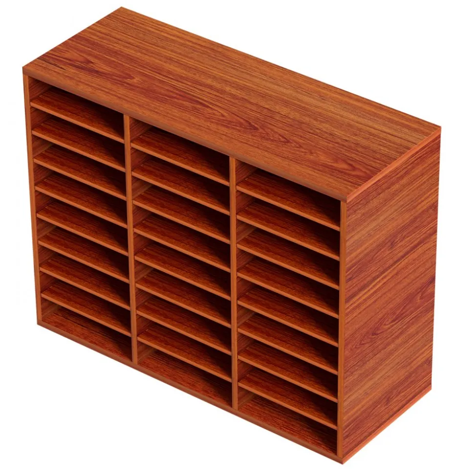 VEVOR 27 Compartments Wood Literature Organizer, Adjustable Shelves, Medium Density Fiberboard Mail Center, Office Home School Storage for Files, Documents, Papers, Magazines, Brown