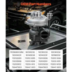 VEVOR Complete Turbo Turbocharger Kit with Wastegate Actuator, Compatible with Ford V8 7.3L Excursion 2000-2003, F-250 F-350 F-450 F-550 Super Duty 1999-2003, Replace# 1831383C92, 1831383C93