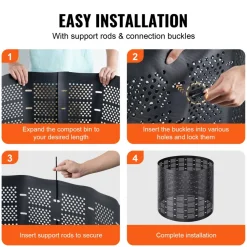 VEVOR Compost Bin 220 Gallon, Outdoor Expandable Composter, Easy to Setup & Large Capacity Composting Bin, Fast Creation of Fertile Soil