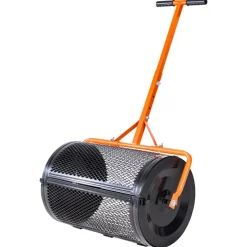 VEVOR Compost Spreader, 24 in Wide Peat Moss Spreader with T Shaped Handle, 3 Heights Adjustable, Powder-Coated Steel Garden Peat Moss Roller, Heavy Duty Grass Seed Spreaders for Planting Seeding