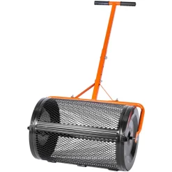 VEVOR Compost Spreader, 24 in Wide Peat Moss Spreader with T Shaped Handle, 3 Heights Adjustable, Powder-Coated Steel Garden Peat Moss Roller, Heavy Duty Grass Seed Spreaders for Planting Seeding
