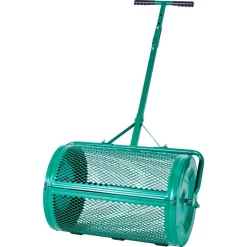 VEVOR Compost Spreader, 24 in Wide Peat Moss Spreader with Push/Tow Handle, 4 Heights Adjustable, Powder-Coated Steel Garden Peat Moss Roller, Heavy Duty Grass Seed Spreaders for Planting Seeding