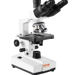 VEVOR Compound Trinocular Microscope, 40X-5000X Magnification Trinocular Compound Lab Microscope with Two-Layer Mechanical Stage, External Interface, LED Illumination and Microscope Slides Included