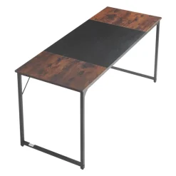 VEVOR Computer Desk, 63 Inch Office Gaming Desk for Home Office, Writing Study Work Modern Simple Table with Metal Frame for Large Legroom, Rustic Brown and Black