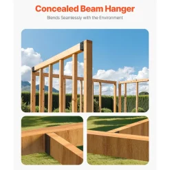 VEVOR Concealed Joist Hanger, 2x4 Inch Outdoor Concealed-Flange Joist Bracket with Screws, Steel Light Joist Hangers for 1.93 x 3.62 Inch / 49 x 92 mm Beam, Swing, Fence, Wooden Slides, 24 Pcs