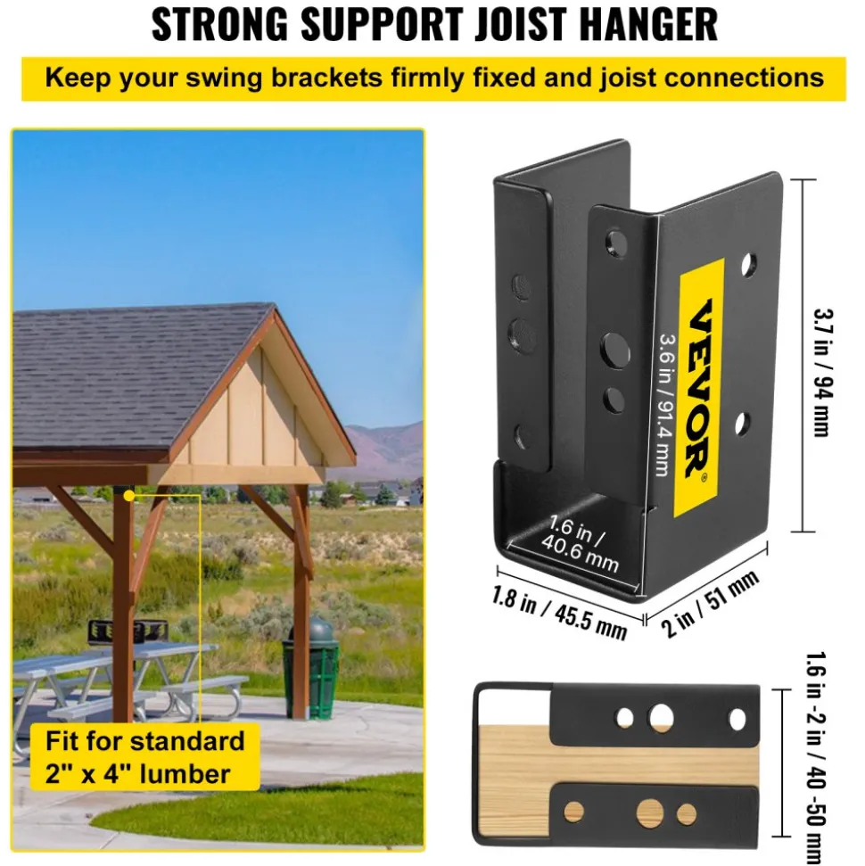 VEVOR Concealed Joist Hanger, 2"x4" Outdoor Accent Concealed-Flange, Pack of 24 Concealed Joist Bracket, Q235 Steel Plate Powder-Coated Concealed Face Mount Joist Hanger Inner 40x91 mm for Beam Swing