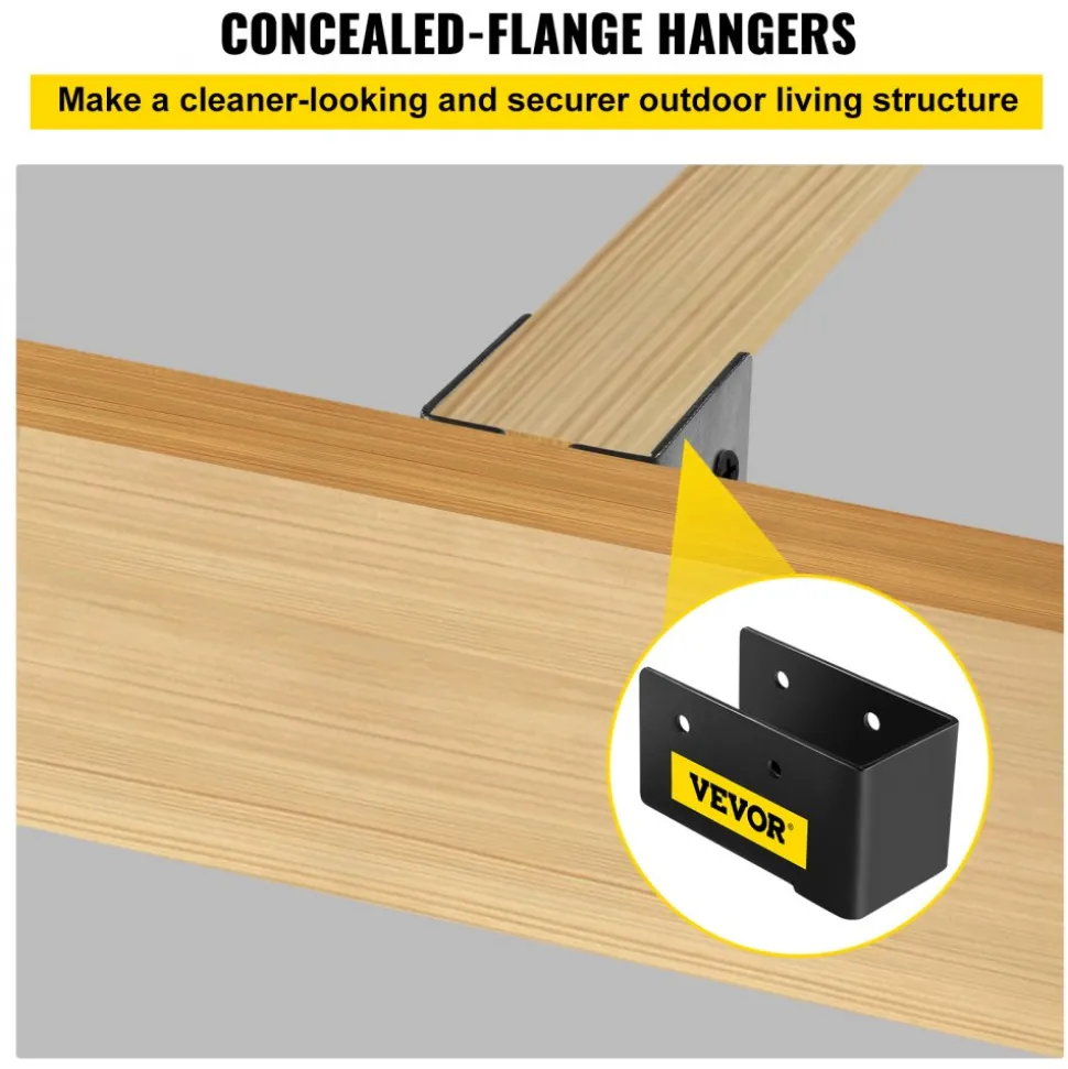 VEVOR Concealed Joist Hanger, 2"x4" Outdoor Accent Concealed-Flange, Pack of 24 Concealed Joist Bracket, Q235 Steel Plate Powder-Coated Concealed Face Mount Joist Hanger Inner 40x91 mm for Beam Swing