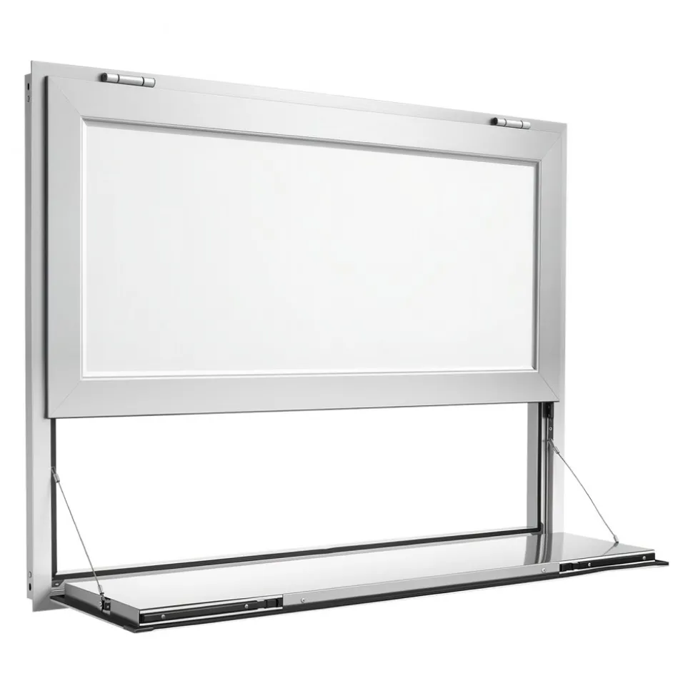 VEVOR Concession Window Folding Shelf 48x36in Aluminum Alloy Service Window, for Food Truck, Up to 85 Degrees, with Awning Door and Drag Hook, Rainwater Resistant