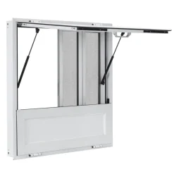 VEVOR Concession Window Folding Shelf 36x36in Aluminum Alloy Service Window, for Food Truck, Up to 85 Degrees, with 4 Sliding Screen Windows, Awning Door and Drag Hook, Rainwater Resistant