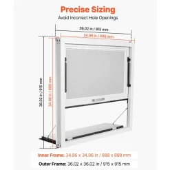 VEVOR Concession Window Folding Shelf 36x36in Aluminum Alloy Service Window, for Food Truck, Up to 85 Degrees, with Awning Door and Drag Hook, Rainwater Resistant