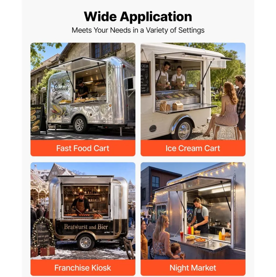 VEVOR Concession Window Folding Shelf 36x36in Aluminum Alloy Service Window, for Food Truck, Up to 85 Degrees, with Awning Door and Drag Hook, Rainwater Resistant