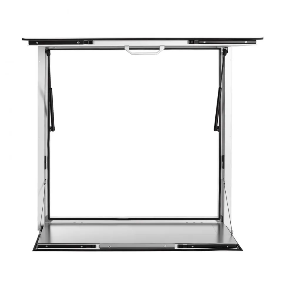 VEVOR Concession Window Folding Shelf 36x36in Aluminum Alloy Service Window, for Food Truck, Up to 85 Degrees, with Awning Door and Drag Hook, Rainwater Resistant