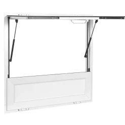 VEVOR Concession Window Folding Shelf 36x36in Aluminum Alloy Service Window, for Food Truck, Up to 85 Degrees, with Awning Door and Drag Hook, Rainwater Resistant