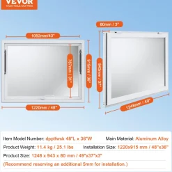VEVOR Concession Window for Food Truck, 48"x36" Aluminum Alloy Food Truck Service Window, Up to 85 Degrees Stand Serving Window with Awning Door & Drag Hook, Â for Food Trucks Concession Trailers