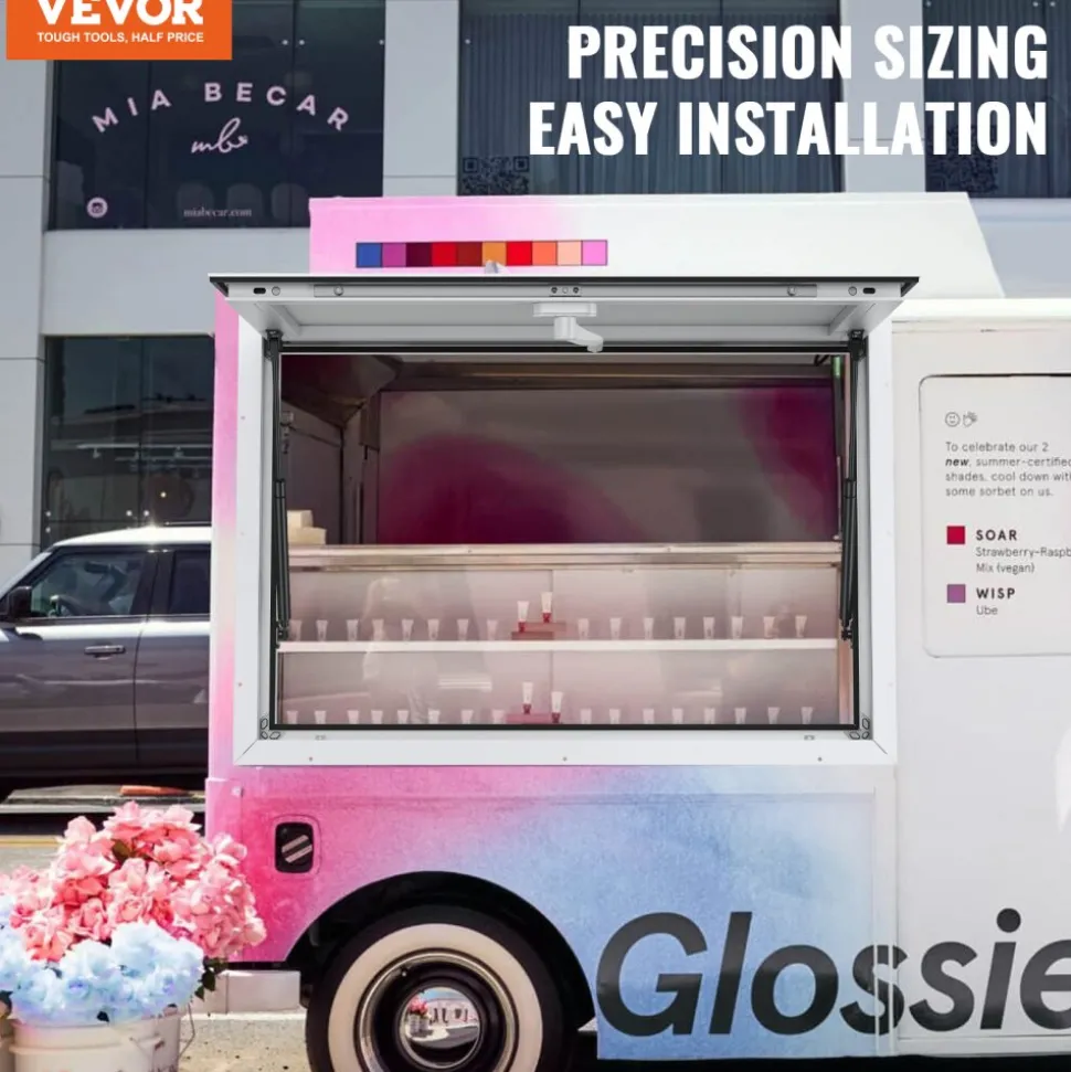 VEVOR Concession Window for Food Truck, 48"x36" Aluminum Alloy Food Truck Service Window, Up to 85 Degrees Stand Serving Window with Awning Door & Drag Hook, for Food Trucks Concession Trailers