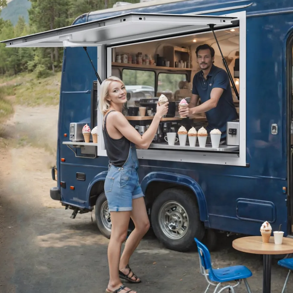 VEVOR Concession Window 36"x24", Aluminum Alloy Food Truck Service Window with Awning Door & Drag Hook, Up to 85 Degrees Stand Serving Window for Food Trucks Concession Trailers, Glass Not Included