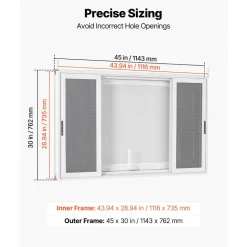 VEVOR Concession Window 45x30 in Aluminum Alloy Service Window, for Food Truck, Up to 85 Degrees Stand Serving with 4 Sliding Screen Windows, Awning Door and Drag Hook, Rainwater Resistant