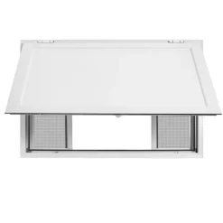 VEVOR Concession Window 45x30 in Aluminum Alloy Service Window, for Food Truck, Up to 85 Degrees Stand Serving with 4 Sliding Screen Windows, Awning Door and Drag Hook, Rainwater Resistant