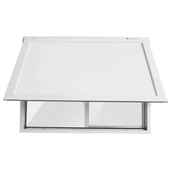 VEVOR Concession Window 48x36 in Aluminum Alloy Service Window, for Food Truck, Up to 85 Degrees Stand Serving with 2 Sliding Acrylic Windows, Awning Door and Drag Hook, Rainwater Resistant